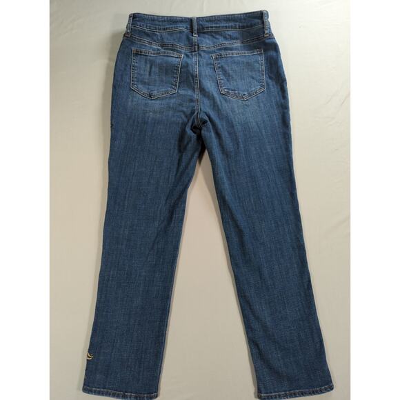 So Slimming Girlfriend Jeans 18R Embroidered Floral Slim Ankle Stretch Blue - Picture 12 of 16